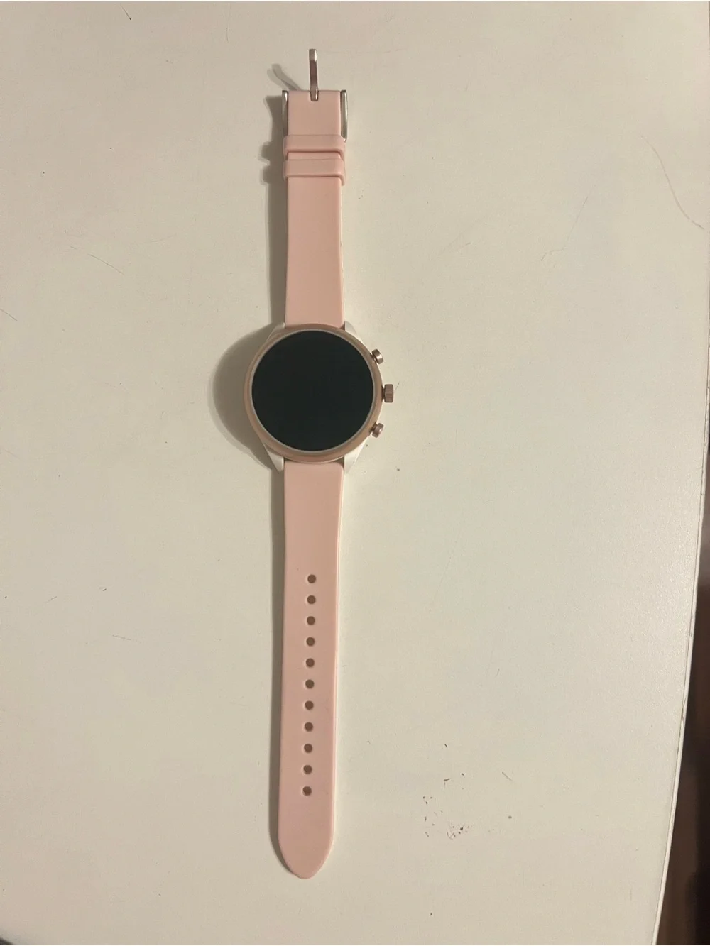 Google Pink Silicone Band Smartwatch with Round Touchscreen